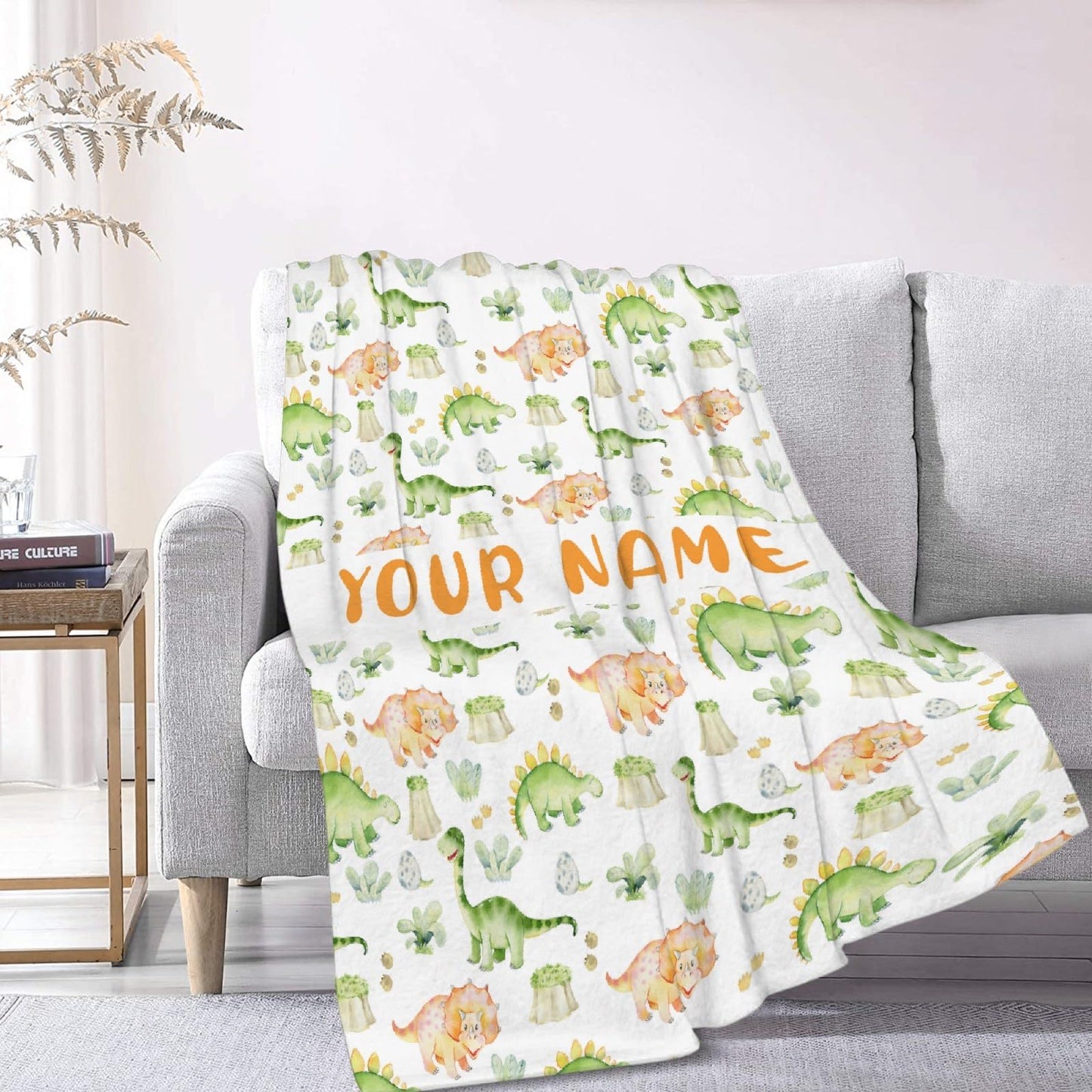 Custom Name Dinosaurs Blanket Personalized Gifts Super Soft Lightweight Flannel Blankets Throw for Kids, Adult, Suitable for Couch, Sofa, Bed, Camping, Travel All Seasons 40"x50" for Kid