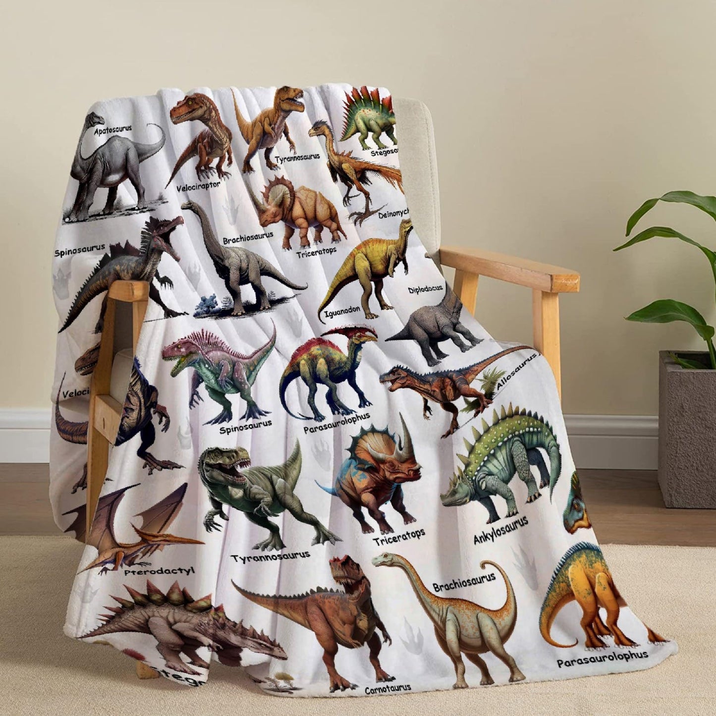 Custom Name Dinosaurs Blanket Personalized Gifts Super Soft Lightweight Flannel Blankets Throw for Kids, Adult, Suitable for Couch, Sofa, Bed, Camping, Travel All Seasons 40"x50" for Kid