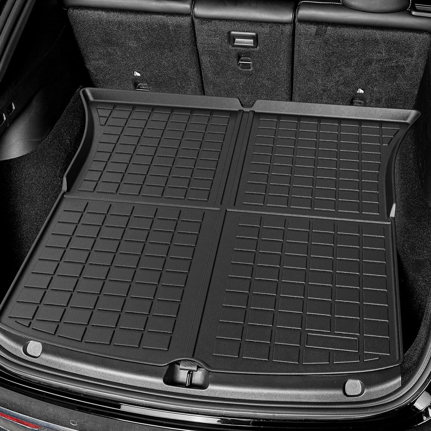 Maysoo Floor Mats for Tesla Model Y Floor Mats 2024-2020 All-Weather TPE Cargo Liner and Cargo Trunk Mat Accessories (6-piece set - Not Fit 7-Seat)