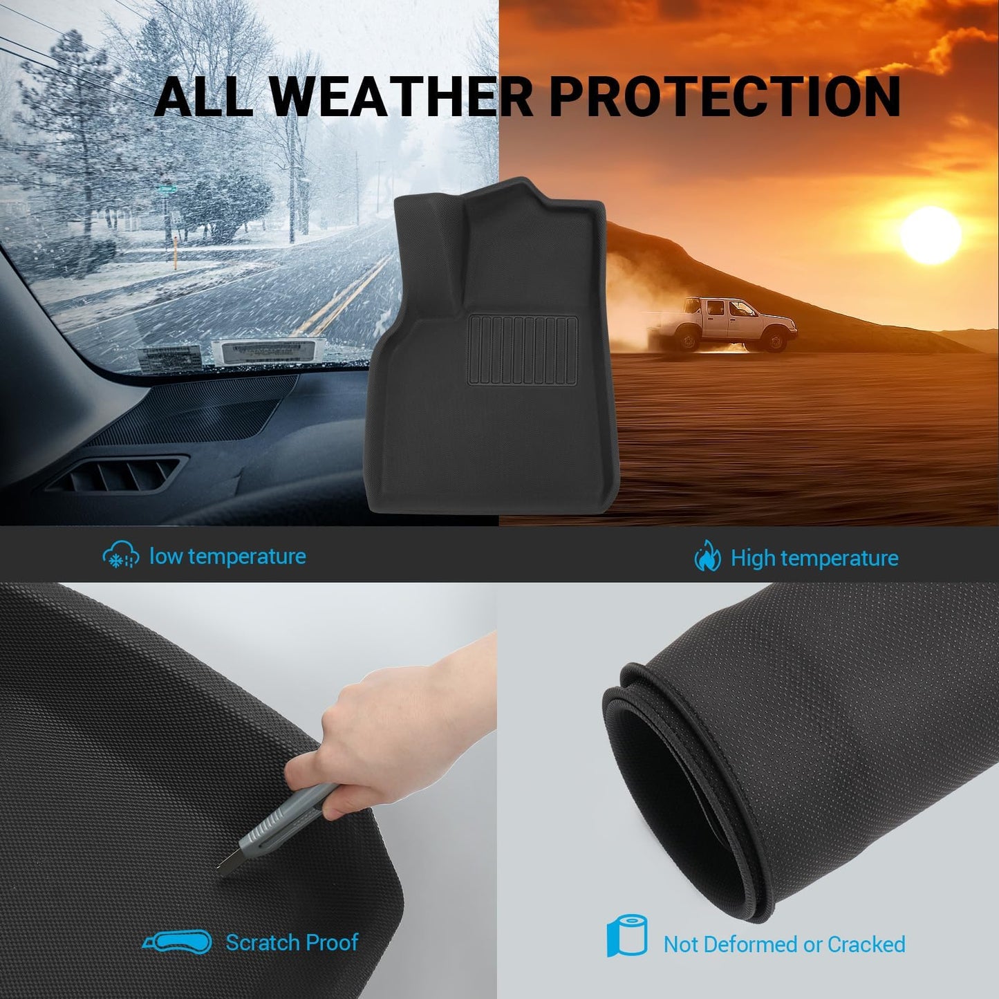 Motrobe 2024 Tesla Cybertruck Floor Mats Truck Bed Mat Front Trunk Mat Rear Bucket Pad TPE All Weather Protection Cargo Liner Cybertruck Accessories 3PCS