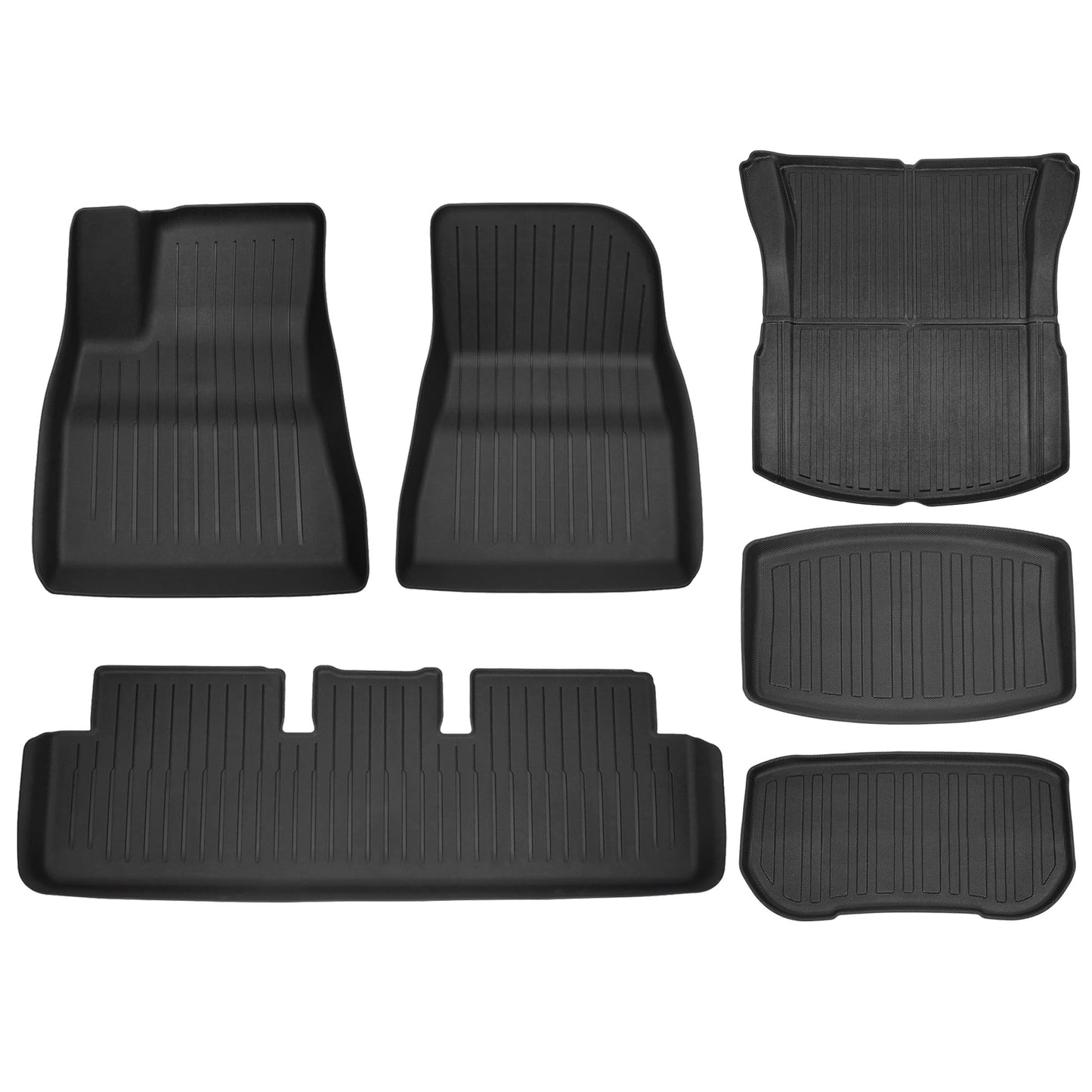 SUPER LINER Floor Mats for Tesla Model Y 5-Seat 2021-2023 2024-100% Eco-Friendly - All Weather TPE Cargo Liner Trunk Accessories (Does NOT fit 7-Seat)