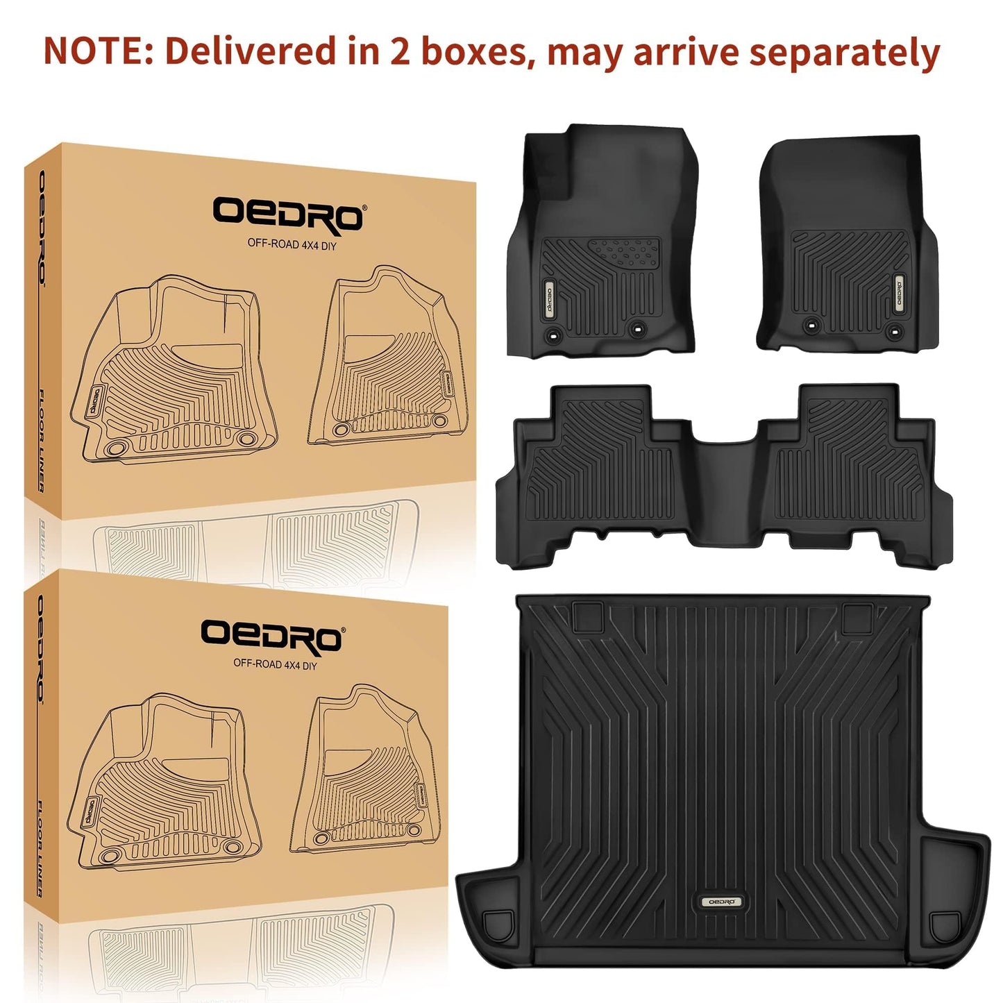 OEDRO Floor Mats for Tesla Model Y 2024 2023-2020 Custom Fit All Weather Durable TPE Automotive Interior Cargo Liners Trunk Mats Accessories for Model Y 5-Seat (NOT fit 7-Seat) 6 Pcs Mats Set