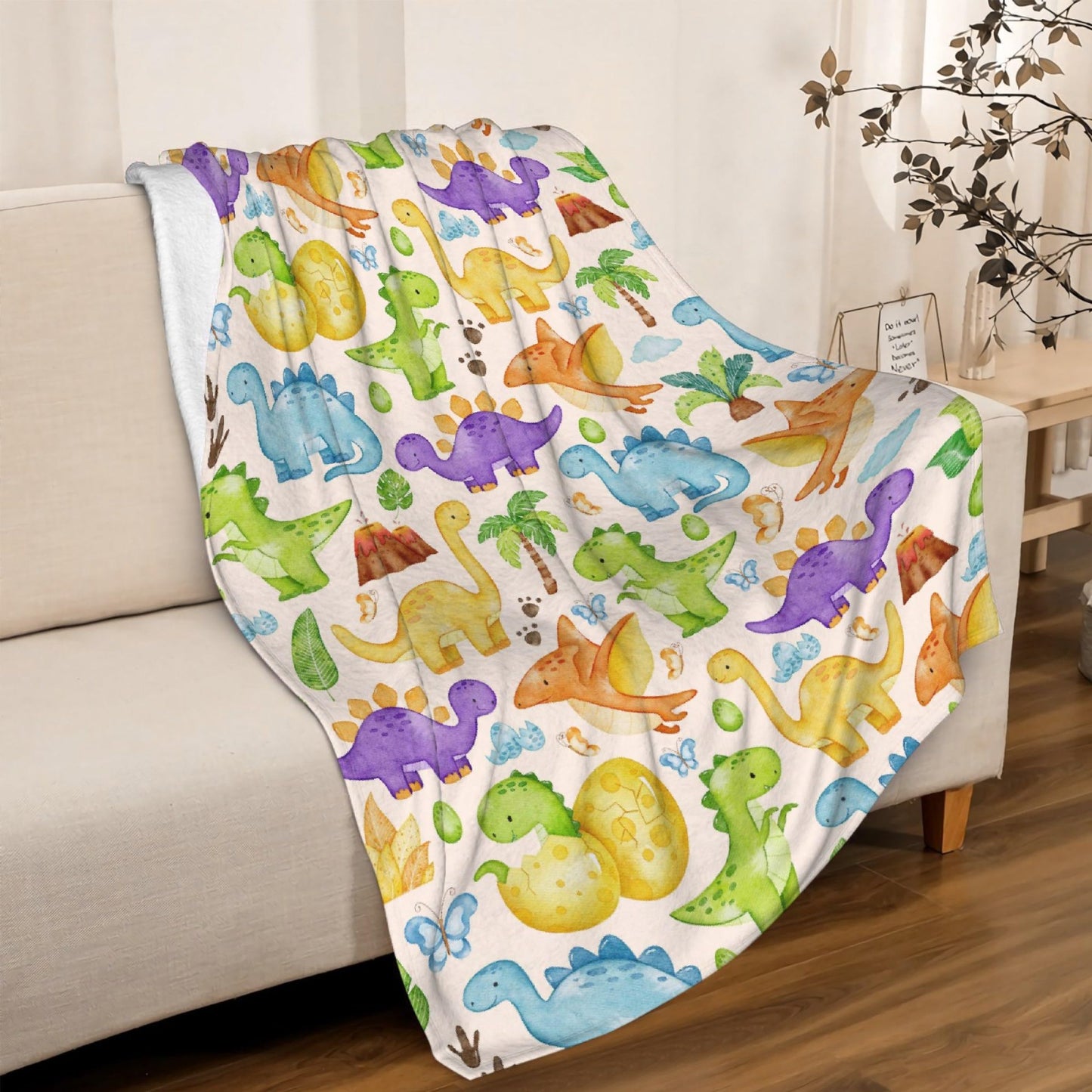 Custom Name Dinosaurs Blanket Personalized Gifts Super Soft Lightweight Flannel Blankets Throw for Kids, Adult, Suitable for Couch, Sofa, Bed, Camping, Travel All Seasons 40"x50" for Kid