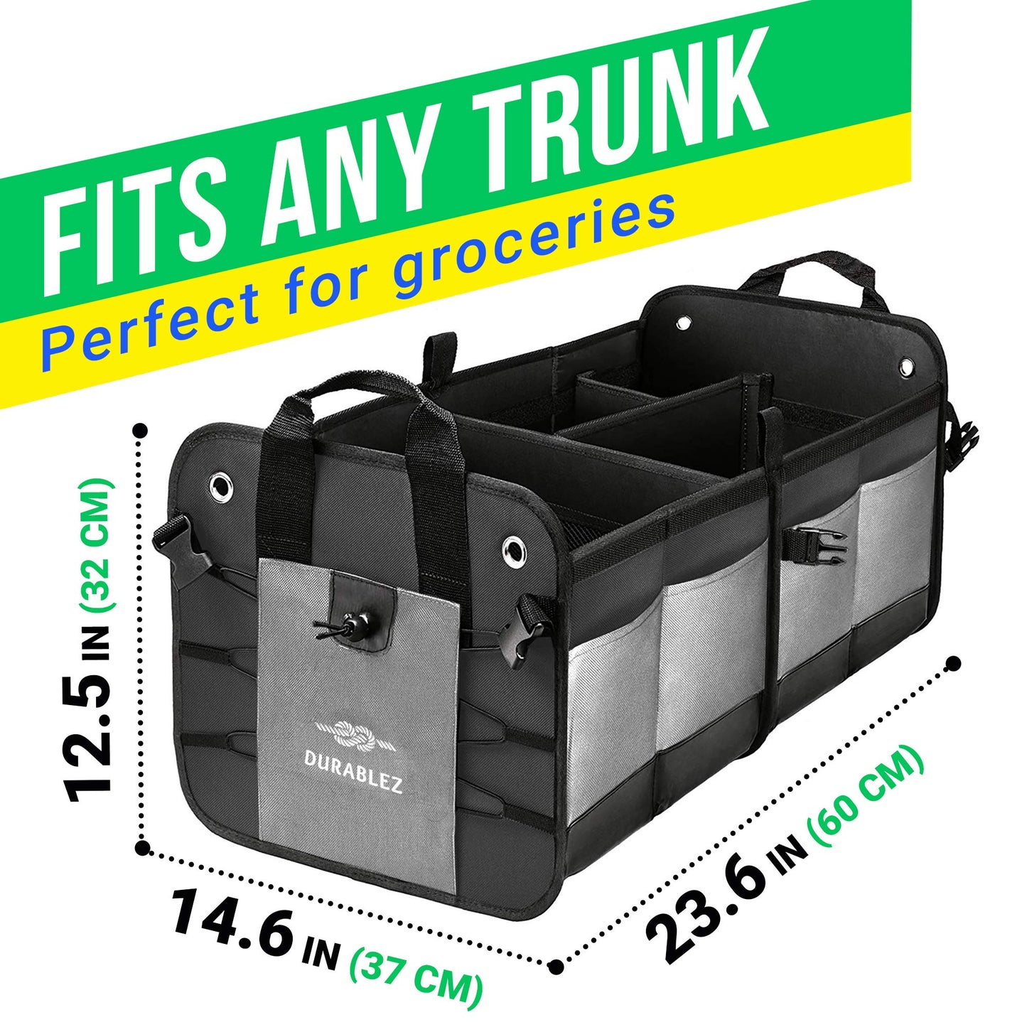 Extra Large Car Trunk Organizer - Trunk Storage - Modular Separable Collapsible - for SUV Minivan Truck Sedan Van - 4 Compartment XXL, Black