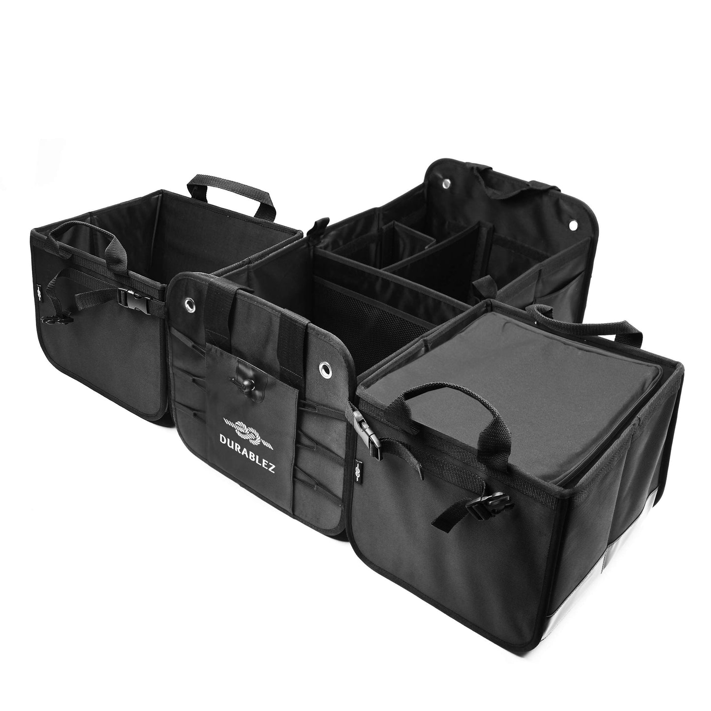 Extra Large Car Trunk Organizer - Trunk Storage - Modular Separable Collapsible - for SUV Minivan Truck Sedan Van - 4 Compartment XXL, Black