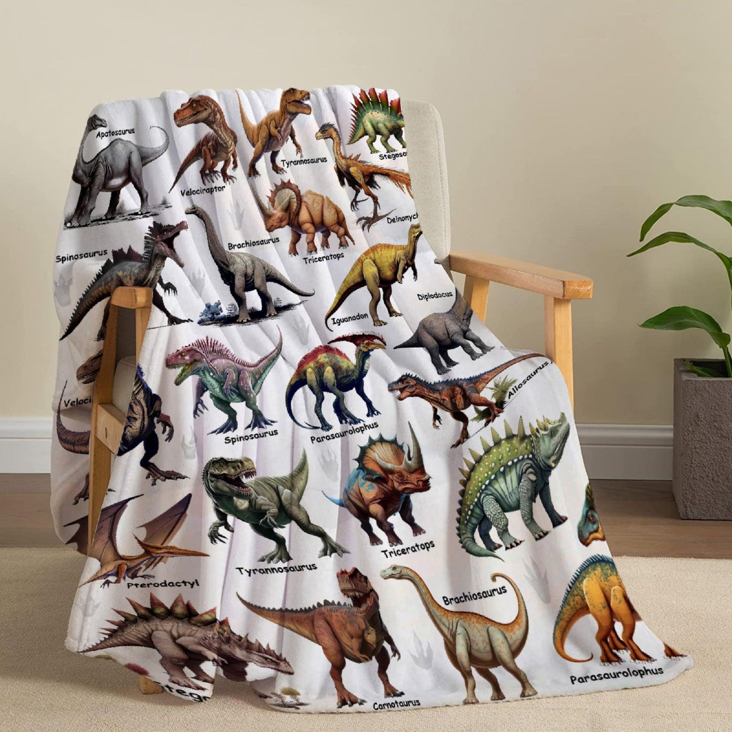 Custom Name Dinosaurs Blanket Personalized Gifts Super Soft Lightweight Flannel Blankets Throw for Kids, Adult, Suitable for Couch, Sofa, Bed, Camping, Travel All Seasons 40"x50" for Kid