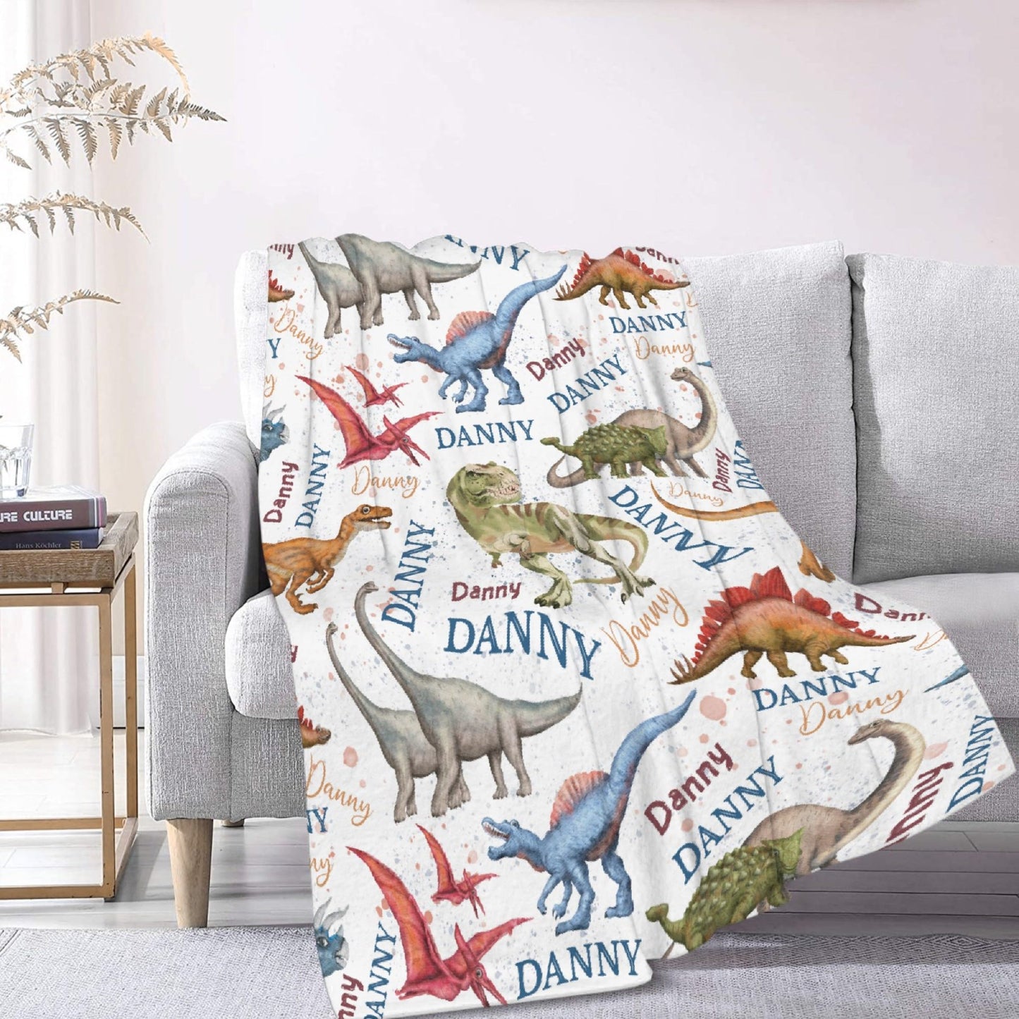 Custom Name Dinosaurs Blanket Personalized Gifts Super Soft Lightweight Flannel Blankets Throw for Kids, Adult, Suitable for Couch, Sofa, Bed, Camping, Travel All Seasons 40"x50" for Kid