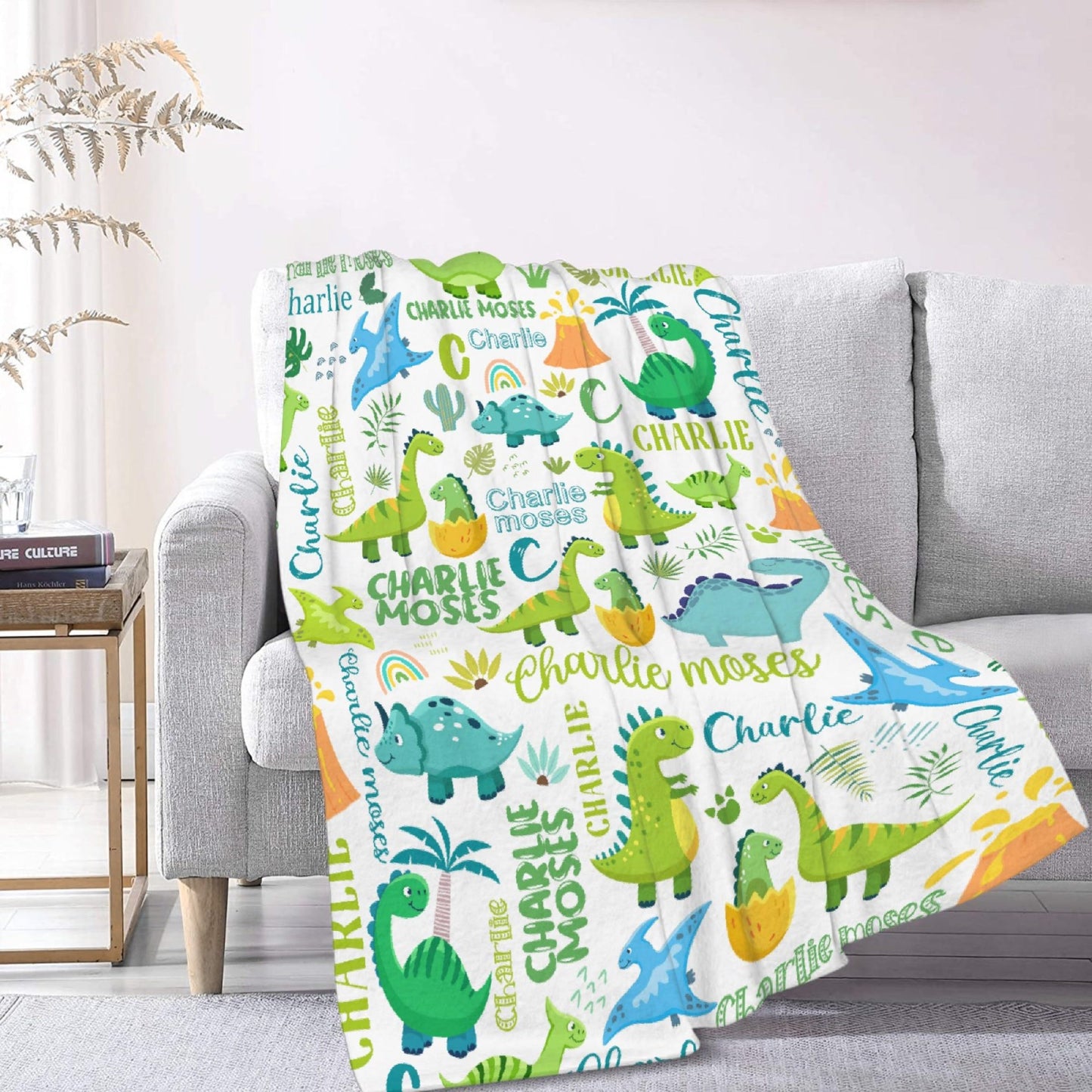 Custom Name Dinosaurs Blanket Personalized Gifts Super Soft Lightweight Flannel Blankets Throw for Kids, Adult, Suitable for Couch, Sofa, Bed, Camping, Travel All Seasons 40"x50" for Kid