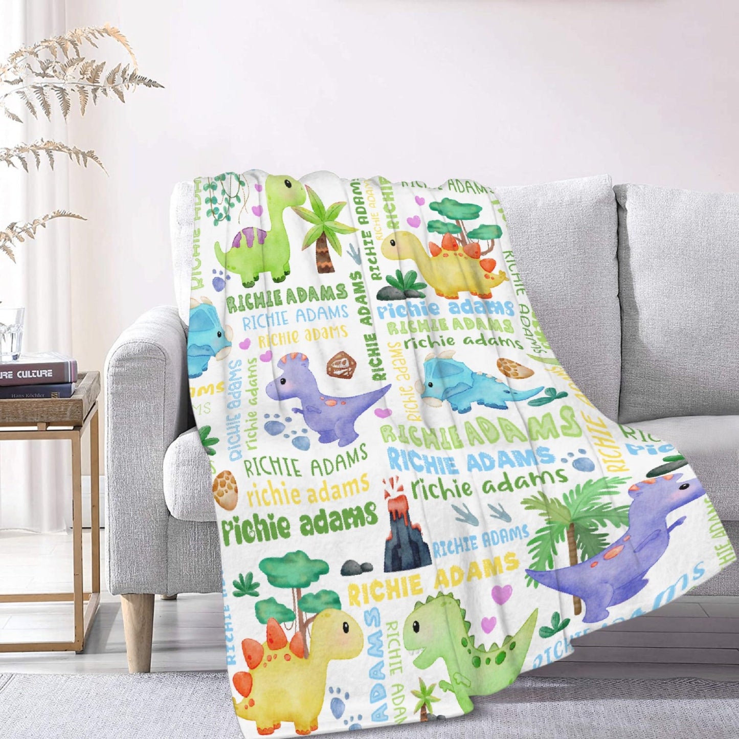 Custom Name Dinosaurs Blanket Personalized Gifts Super Soft Lightweight Flannel Blankets Throw for Kids, Adult, Suitable for Couch, Sofa, Bed, Camping, Travel All Seasons 40"x50" for Kid