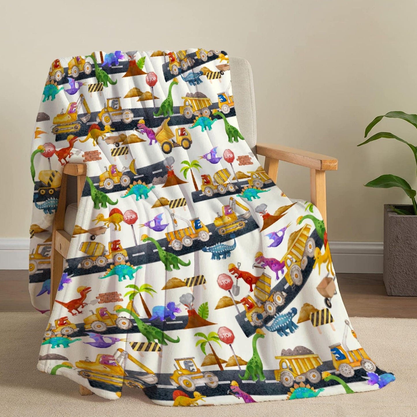 Custom Name Dinosaurs Blanket Personalized Gifts Super Soft Lightweight Flannel Blankets Throw for Kids, Adult, Suitable for Couch, Sofa, Bed, Camping, Travel All Seasons 40"x50" for Kid