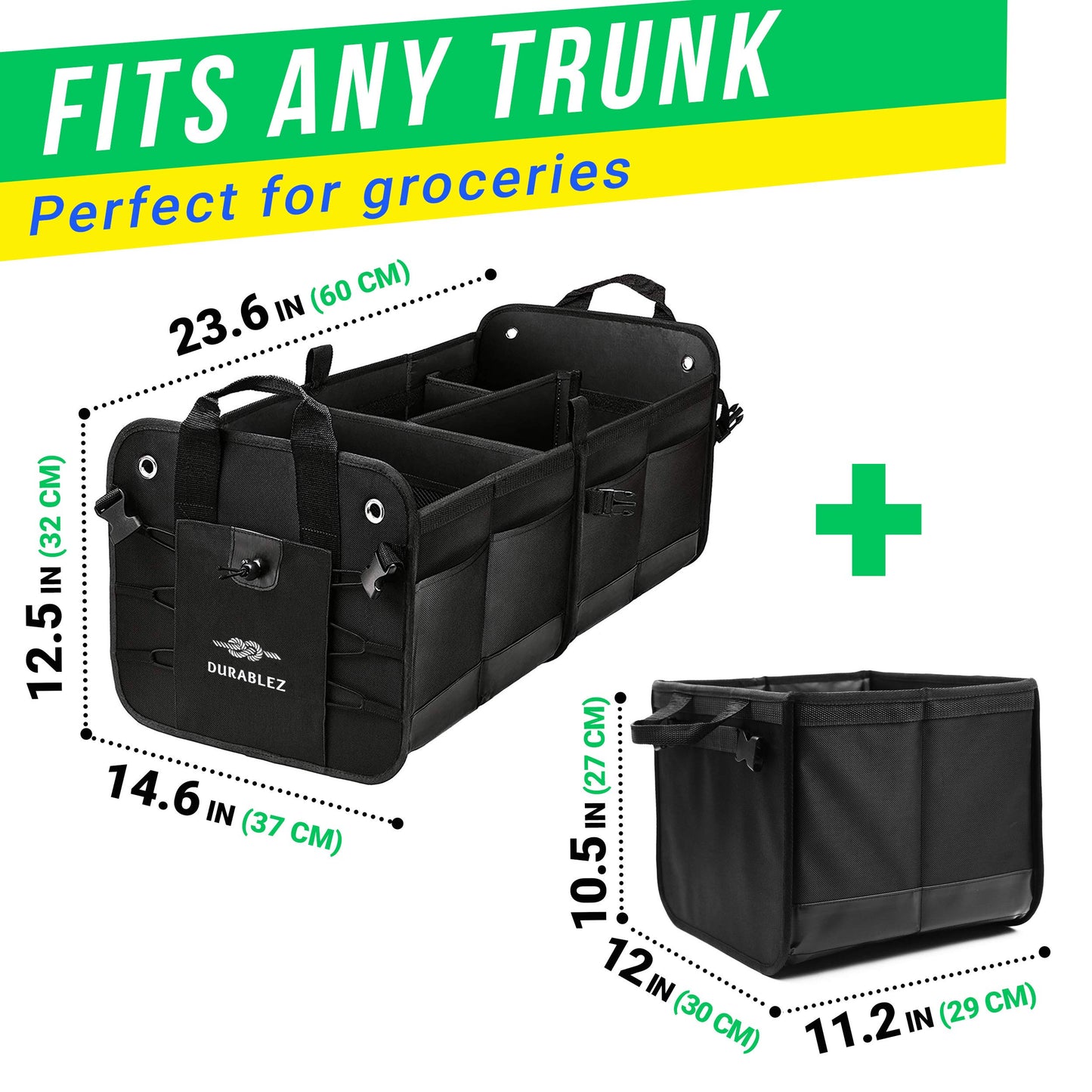 Extra Large Car Trunk Organizer - Trunk Storage - Modular Separable Collapsible - for SUV Minivan Truck Sedan Van - 4 Compartment XXL, Black